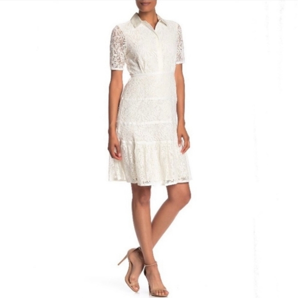 Nanette Lepore Preppy White Floral Lace Cotton Dress. Quiet Luxury. Size 8 - Picture 2 of 12